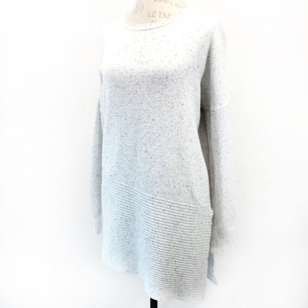 Seed Heritage Gray Neppy Knit Sweater Pullover Tunic Dress Asymmetric Hem Medium
